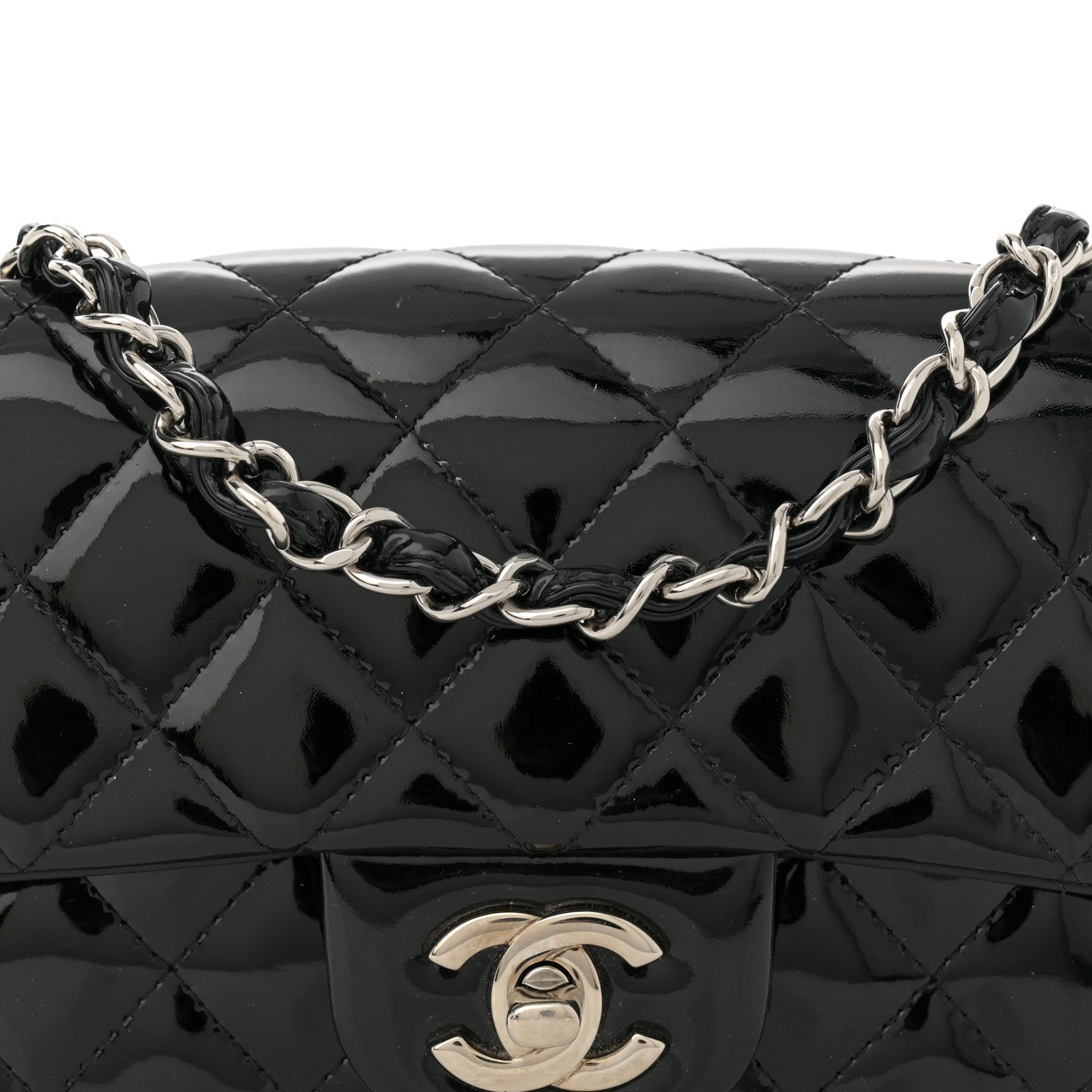 Chanel Patent Calfskin Quilted Mini Rectangular Flap Black 8 of 14