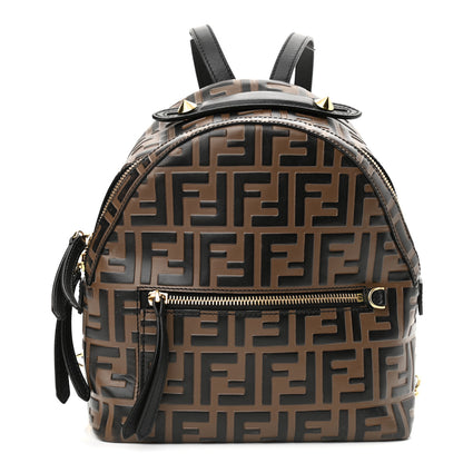 Fendi Vitello Bi-Color FF 1974 Embossed Mini Backpack Maya Black 1 of 11