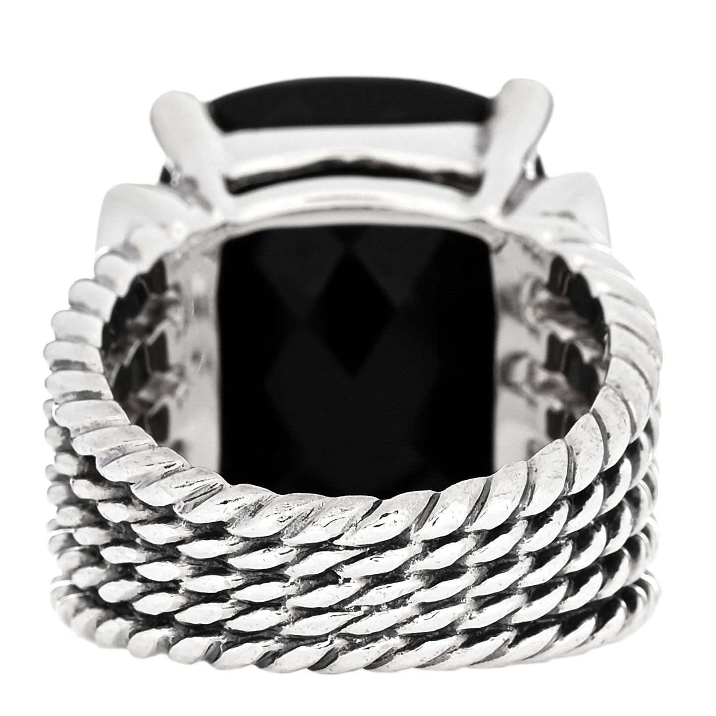 Sterling Silver Diamond Black Onyx 20mm Wheaton Ring 54 6.75