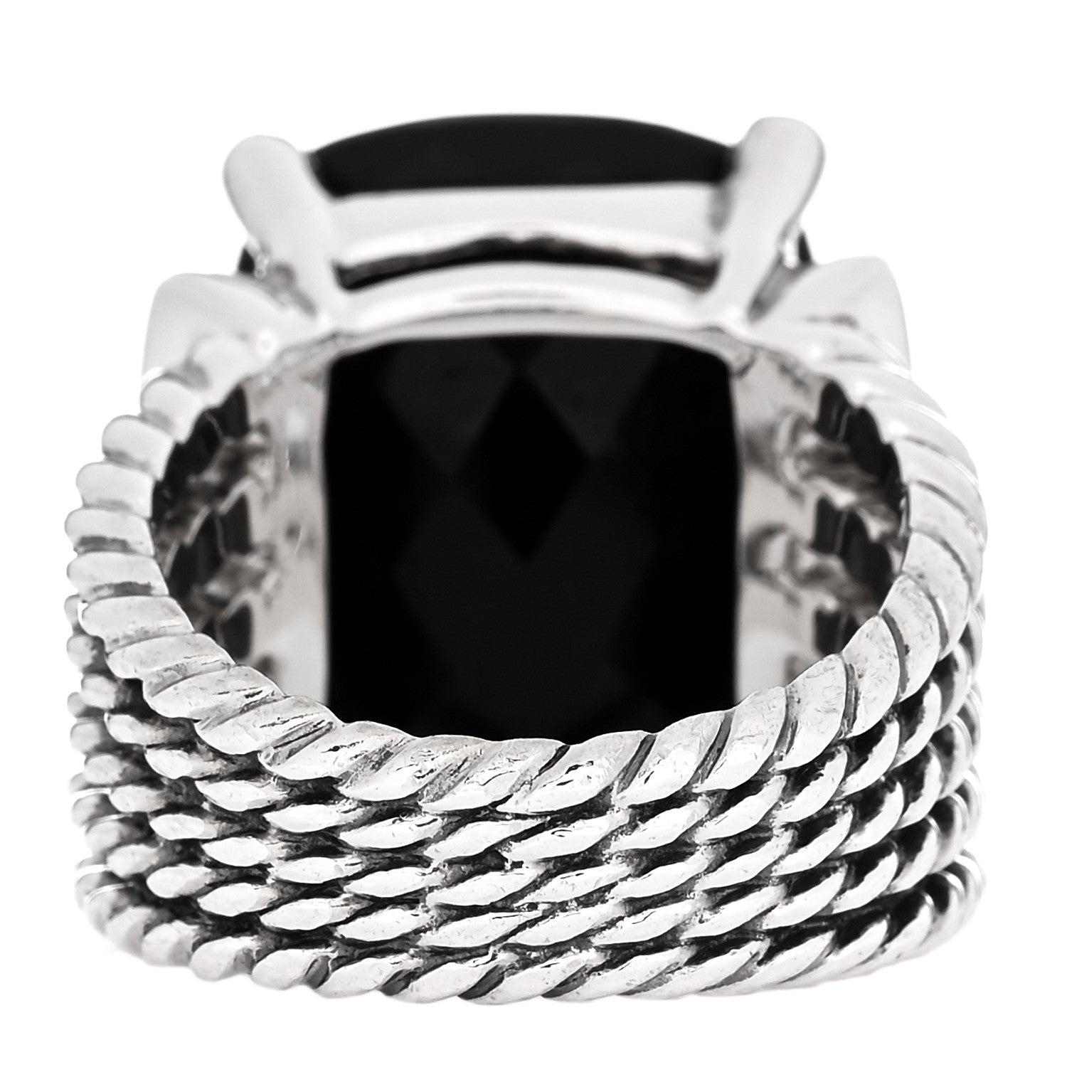 David Yurman Sterling Silver Diamond Black Onyx 20mm Wheaton Ring 54 6.75 4 of 6