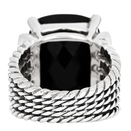 David Yurman Sterling Silver Diamond Black Onyx 20mm Wheaton Ring 54 6.75 4 of 6