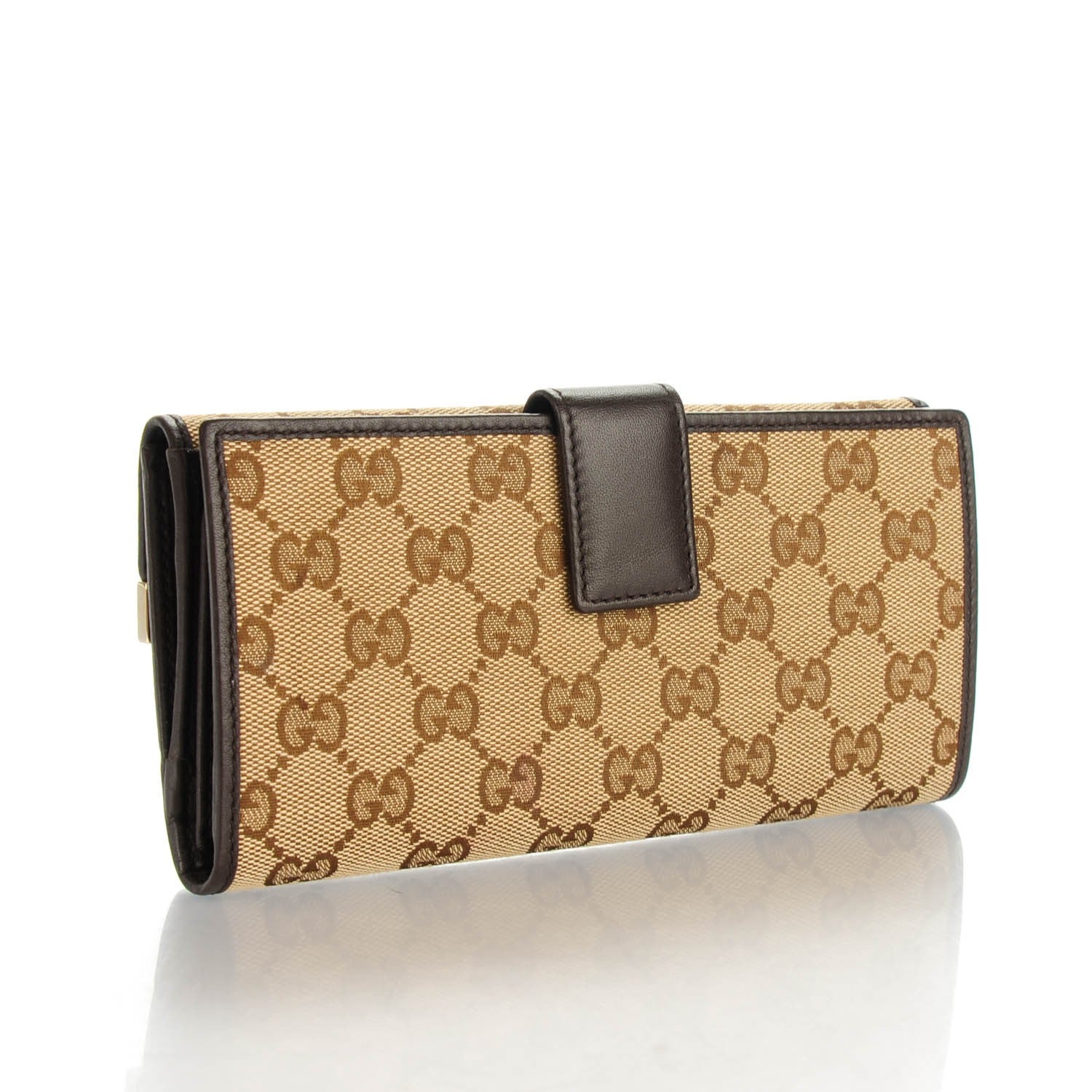 Gucci Monogram Margaux Calfskin Dice Continental Wallet Beige Ebony Dark Brown 3 of 7