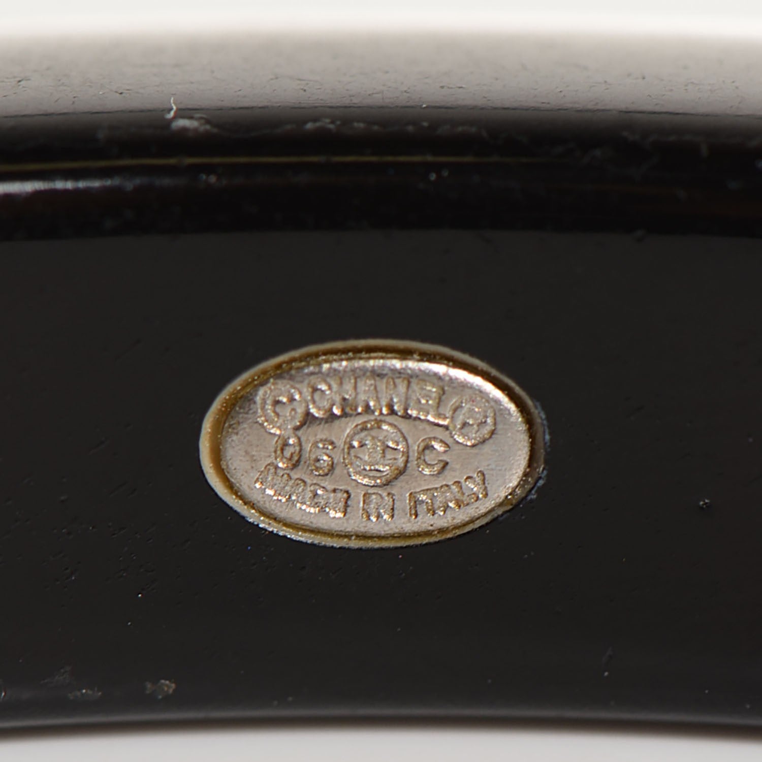 Chanel Laser Etched Floral Resin Narrow Bangle Black 4 of 4