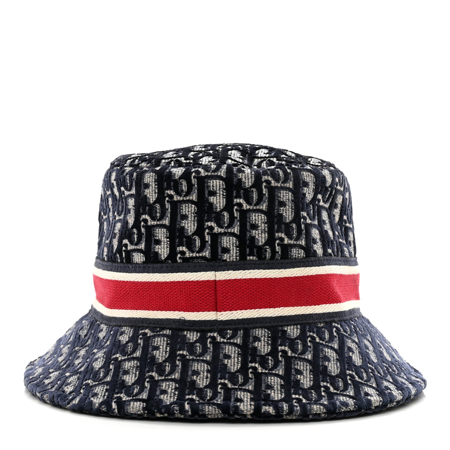 Christian Dior Velvet Oblique Large Brim Bucket Hat 57 Bleu Red 4 of 8