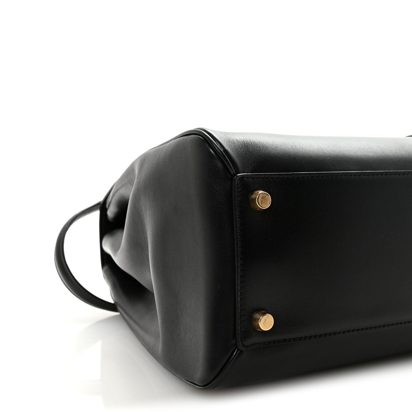 Satinated Calfskin Large 16 Top Handle Bag Black