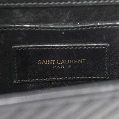 Saint Laurent Calfskin Patterned Small Cassandre Tassel Satchel Black 5 of 8