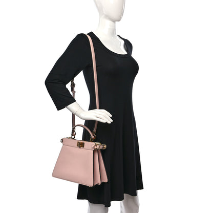Fendi X VERSACE Vitello Seta Nappa Fendace FF Baroque Small Peekaboo I SEE U Satchel Rosa Confetto White Gold 3 of 10