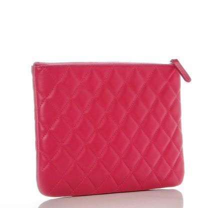 Chanel Lambskin Quilted Medium Cosmetic Case Dark Pink 3 of 8