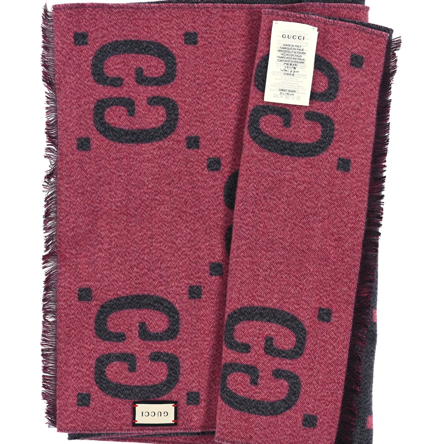 Wool Silk Monogram Jumbo GG Freedom Scarf Pink Grey