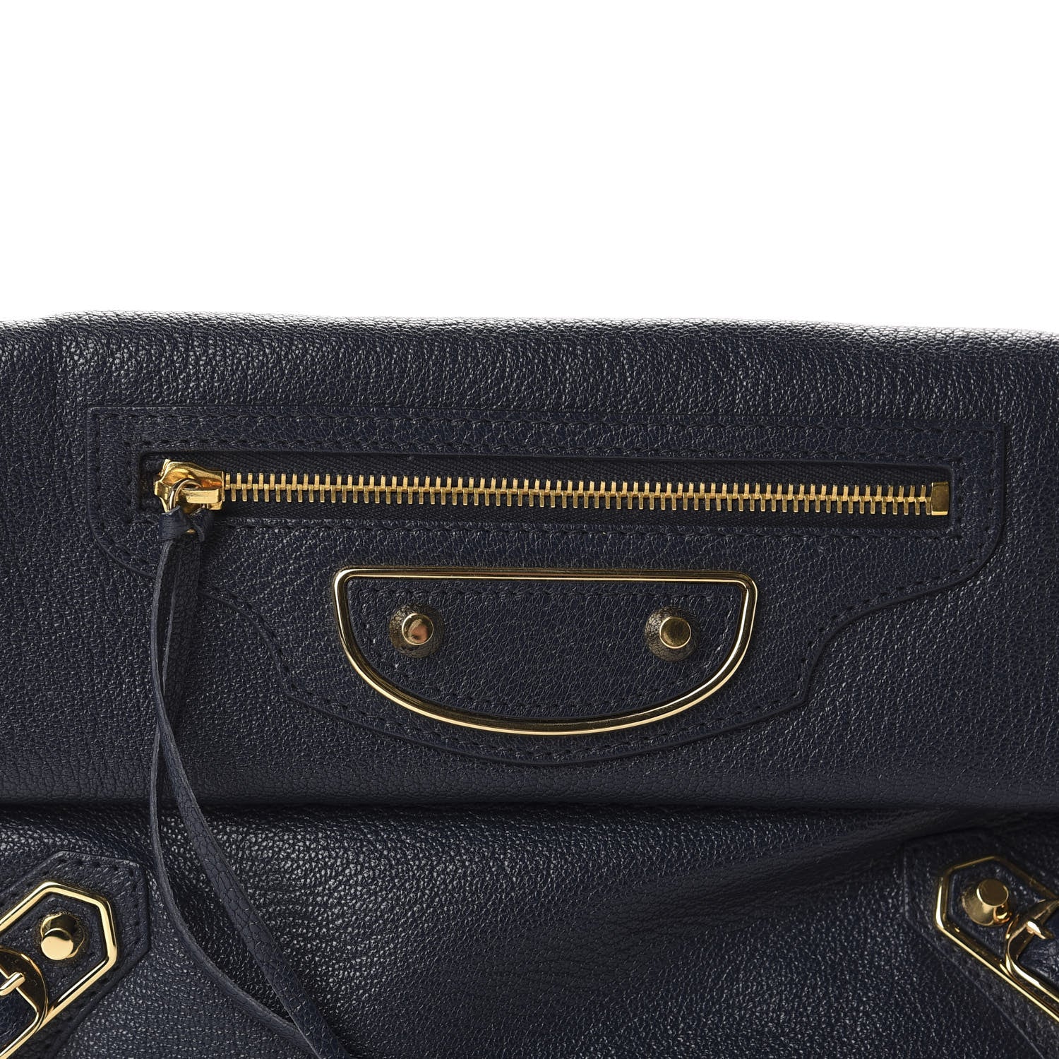 Balenciaga Chevre Gold Metallic Edge Hardware Envelope Clutch Bleu Nuit 11 of 11