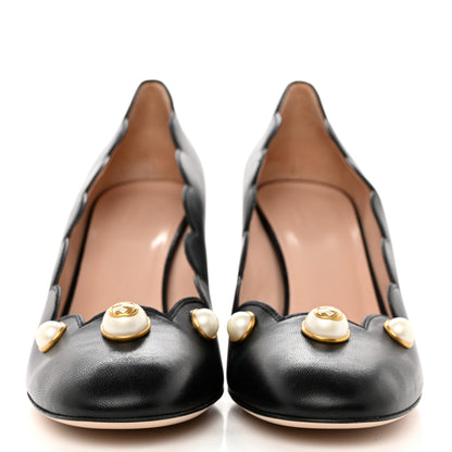 Gucci Malaga Kid Pearl Embellished Willow Loafer Pumps 40.5 Black 2 of 10