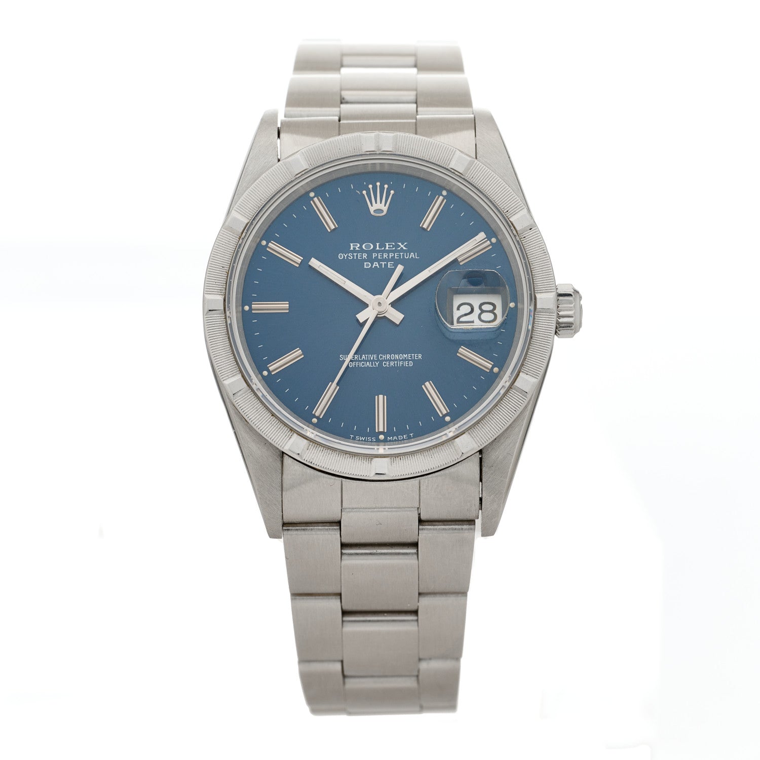 Rolex Stainless Steel 34mm Oyster Perpetual Date Watch Blue 15210 1 of 4