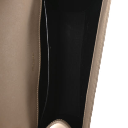Saint Laurent Grain De Poudre Textured Mixed Matelasse Medium Triquilt Monogram Satchel Dark Beige 4 of 9
