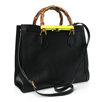 Gucci Calfskin Medium Diana Tote Bag Black Yellow Fluo 3 of 9
