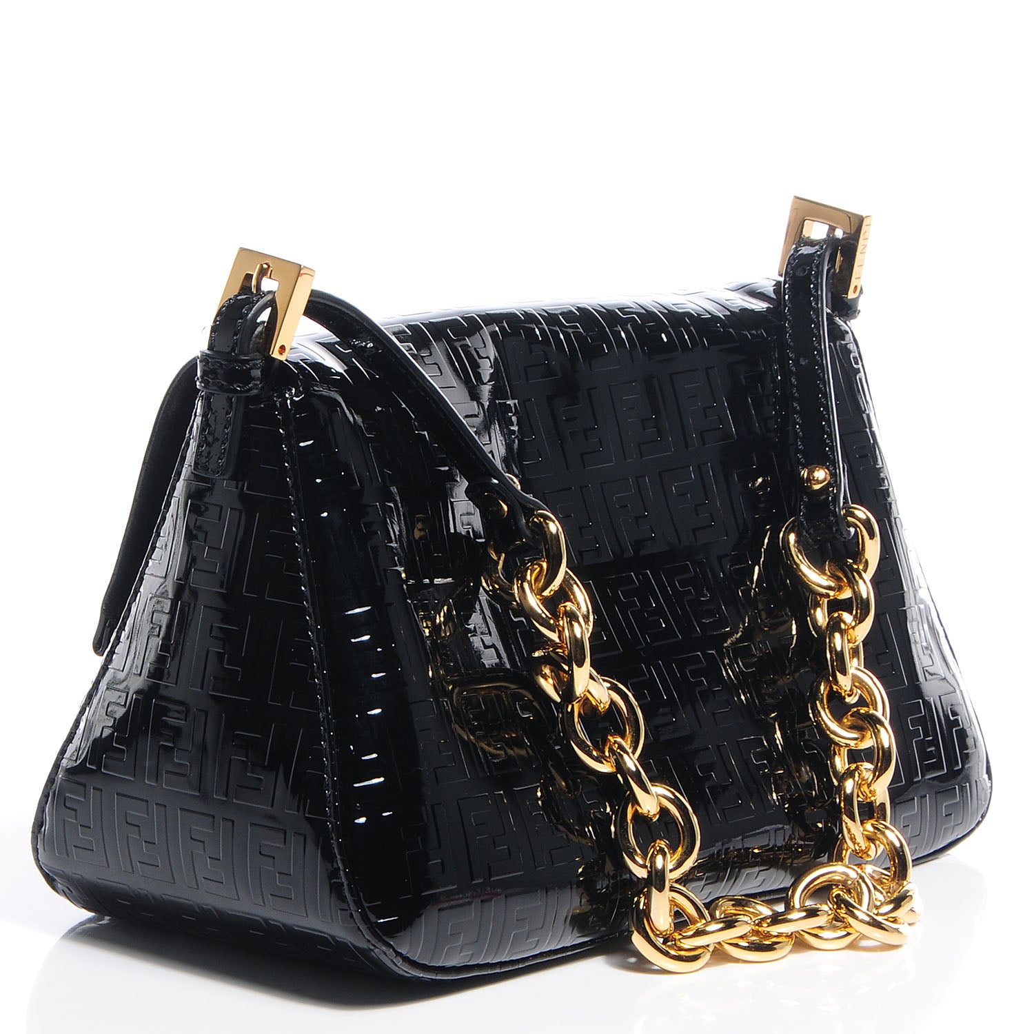 Fendi Patent FF Embossed Forever Mini Mama Baguette Black 6 of 13