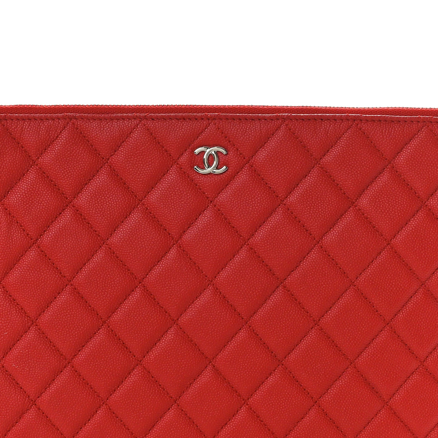 Caviar Quilted Large Cosmetic Case Red