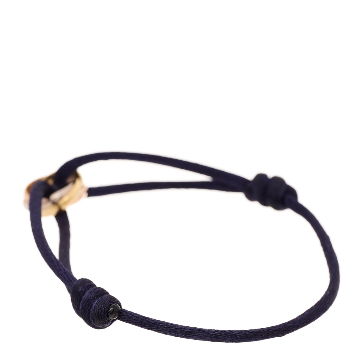 18K White Gold Ceramic Trinity Adjustable Cord Bracelet Navy