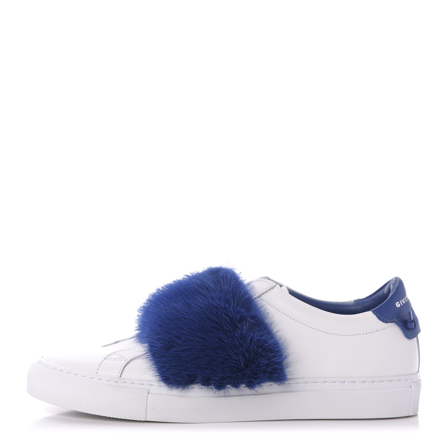 Givenchy Calfskin Mink Fur Womens Urban Street Sneakers 38.5 White Electric Blue 1 of 8