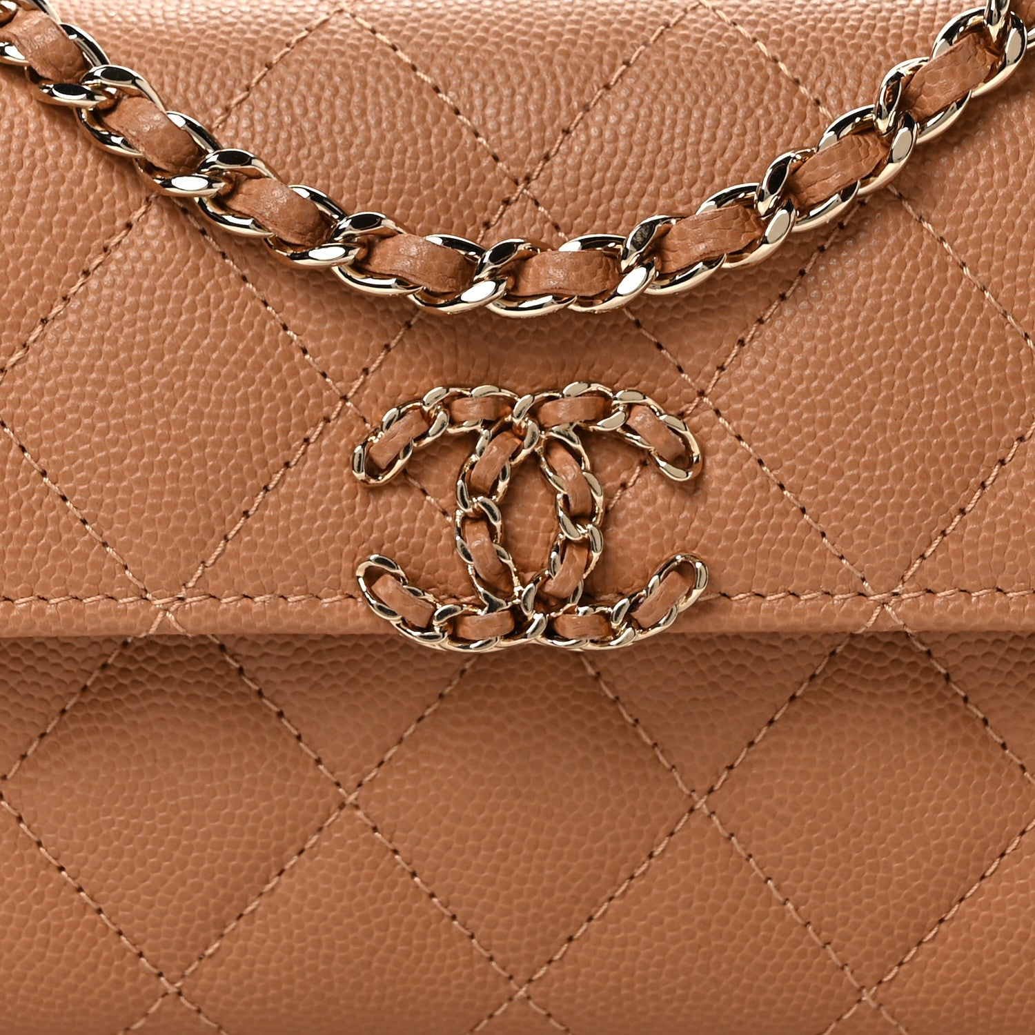 Chanel Caviar Quilted Chain Match Top Handle Phone Holder With Chain Beige 8 of 13