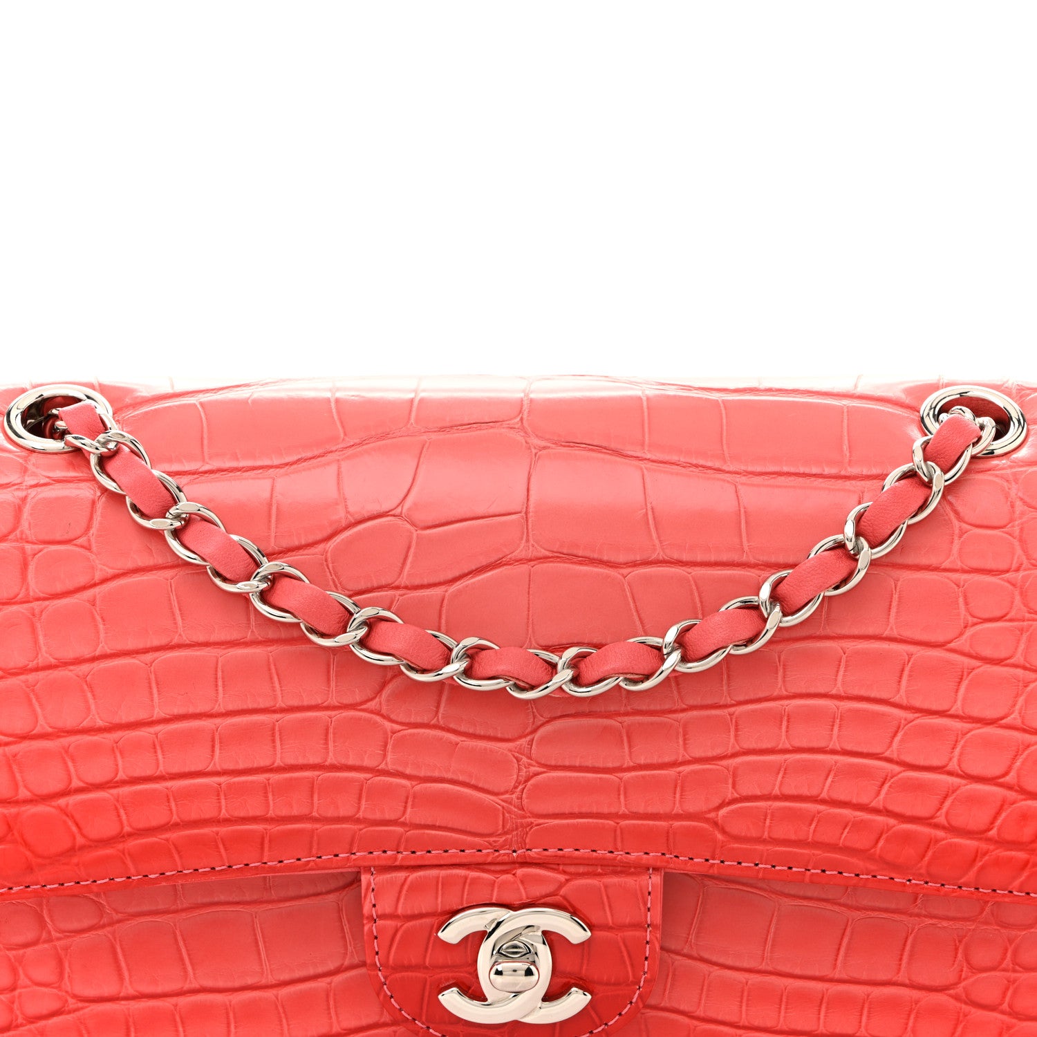 Chanel Alligator Gradient Medium Double Flap Red 8 of 13
