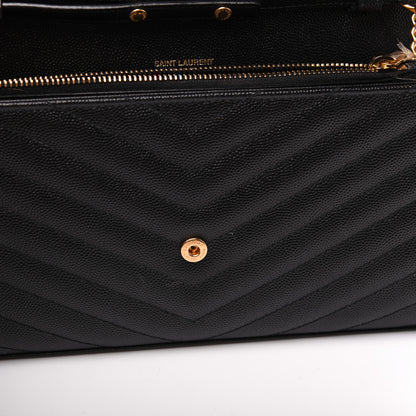 Saint Laurent Grain De Poudre Matelasse Chevron Monogram Chain Wallet Black 14 of 17