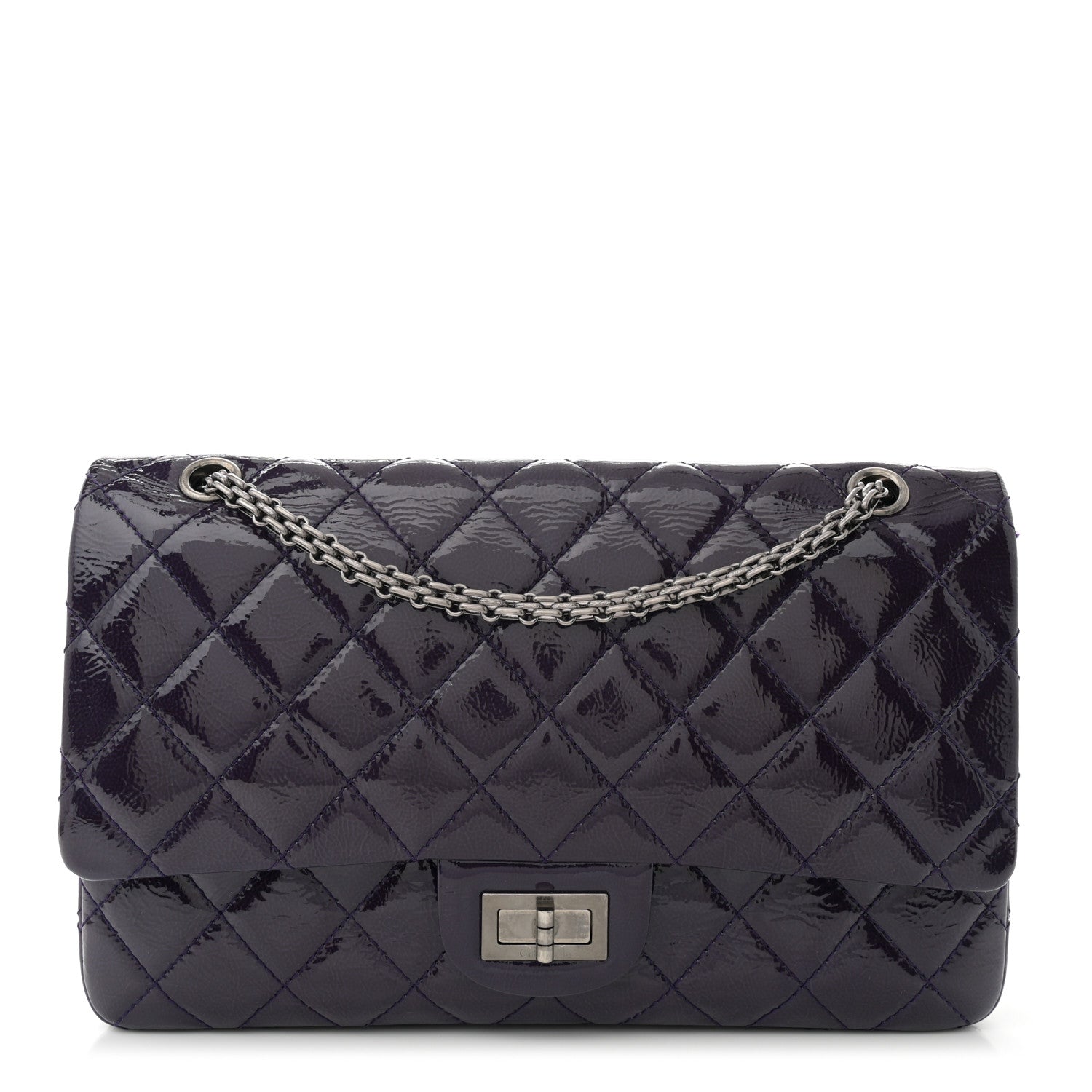 Chanel Distressed Patent 2.55 Reissue Flap 227 Prune 1 of 12