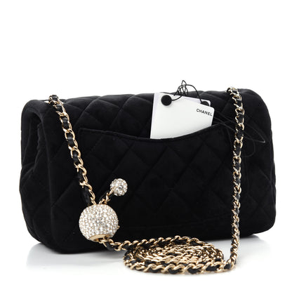Chanel Velvet Quilted Mini Rectangular Pearl Crush Flap Black 3 of 11