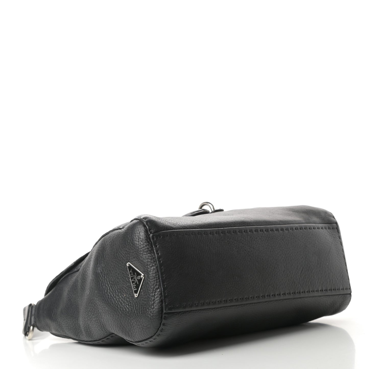 Vitello Daino Shoulder Flap Bag Black