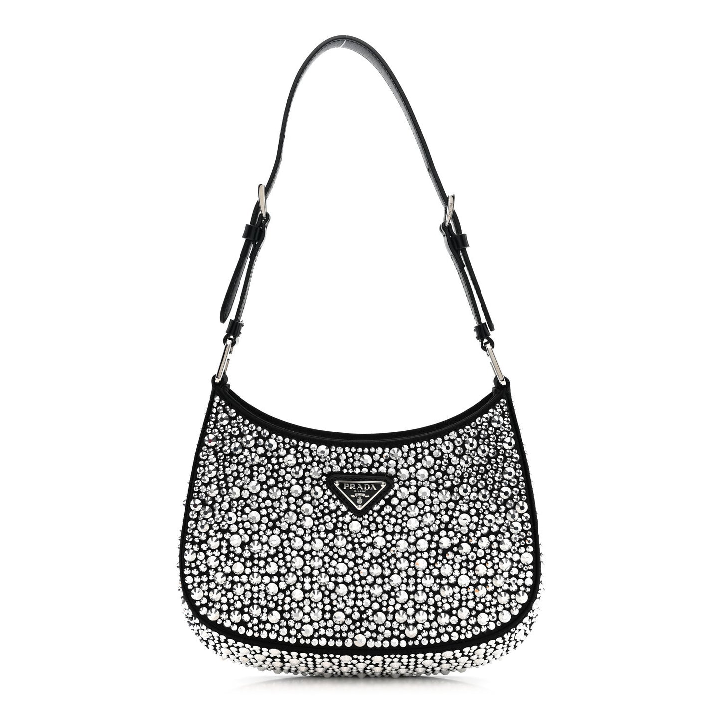 Satin Crystal Cleo Adjustable Strap Shoulder Bag Metal