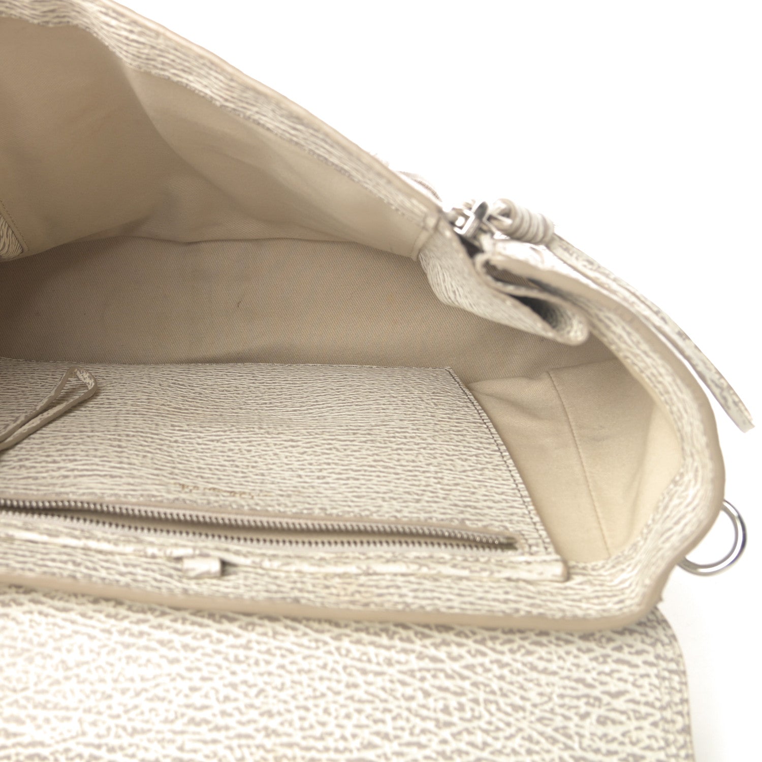 3.1 Phillip Lim Shark Embossed Textured Calfskin Large Pashli Satchel Ivory Dove 6 of 14