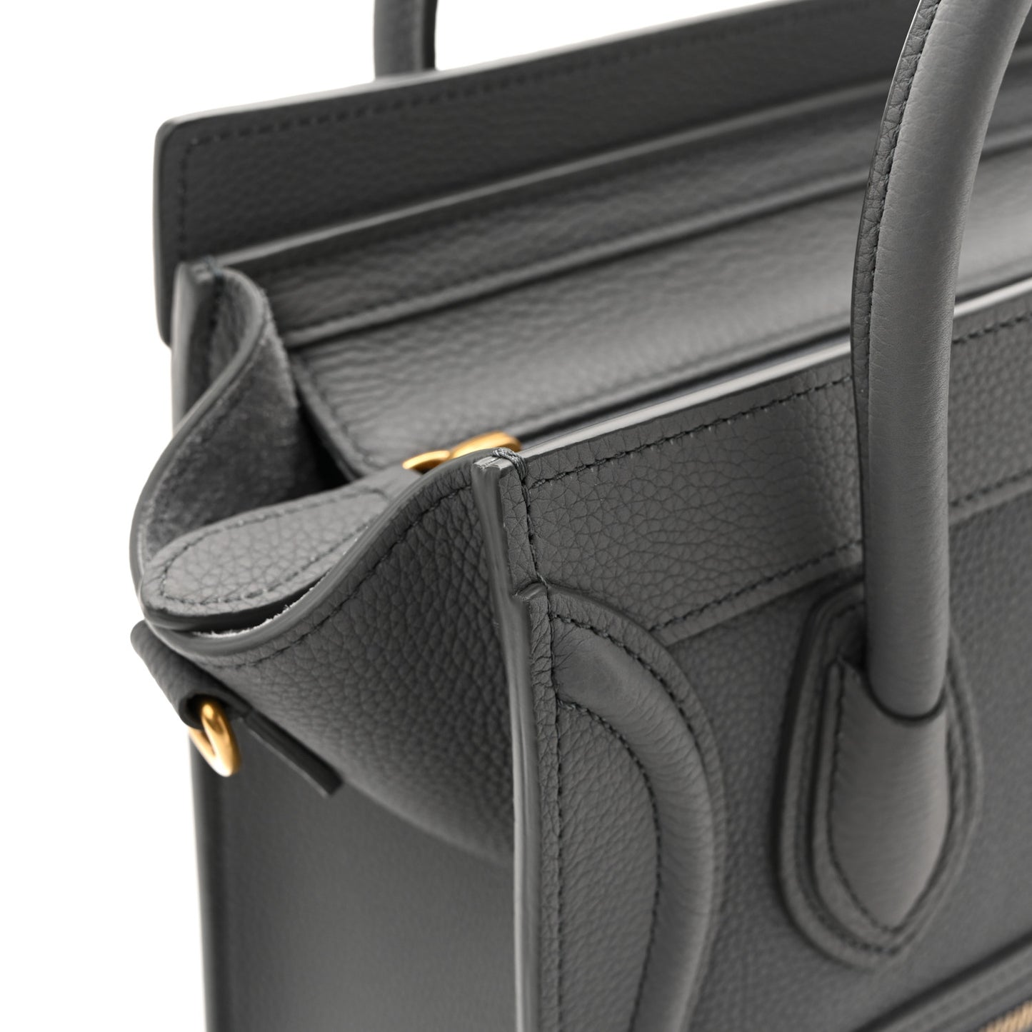 Drummed Calfskin Nano Luggage Kohl