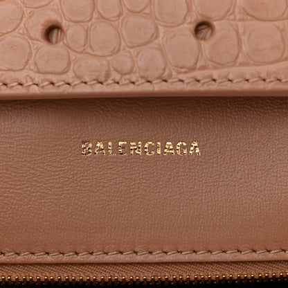 Balenciaga Extra Supple Calfskin Crocodile Embossed XS Downtown Shoulder Bag Nude Beige 6 of 11