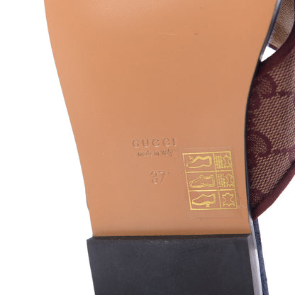 Gucci Canvas GG Monogram Womens Criss Cross Slide Sandals 37 Sahara Rubino Chardonnay 9 of 11