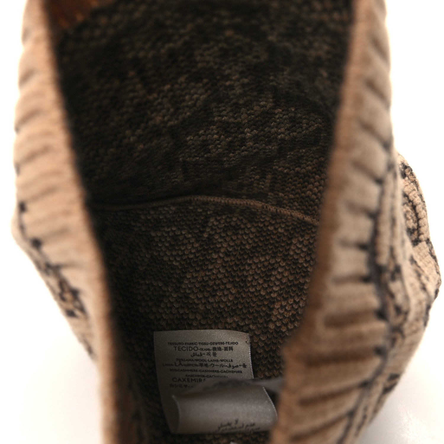 Gucci Wool Cashmere Horsebit Cross Beanie Hat M Beige 4 of 6