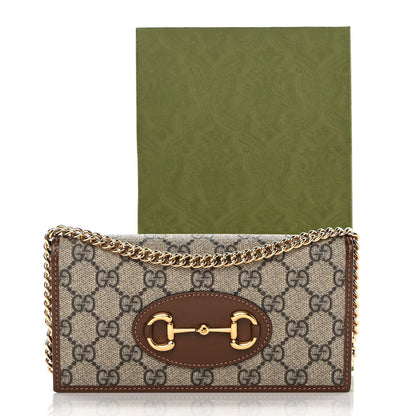 Gucci GG Supreme Monogram Azalea Calfskin Horsebit 1955 Wallet On Chain Beige Ebony Brown Sugar 11 of 11