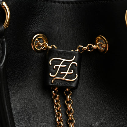 Fendi Vitello Grace King Karligraphy Chain Bucket Bag Black Bisquit 6 of 12