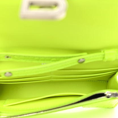 Balenciaga Shiny Calfskin Crocodile Embossed Hourglass Chain Bag Fluo Yellow 5 of 10
