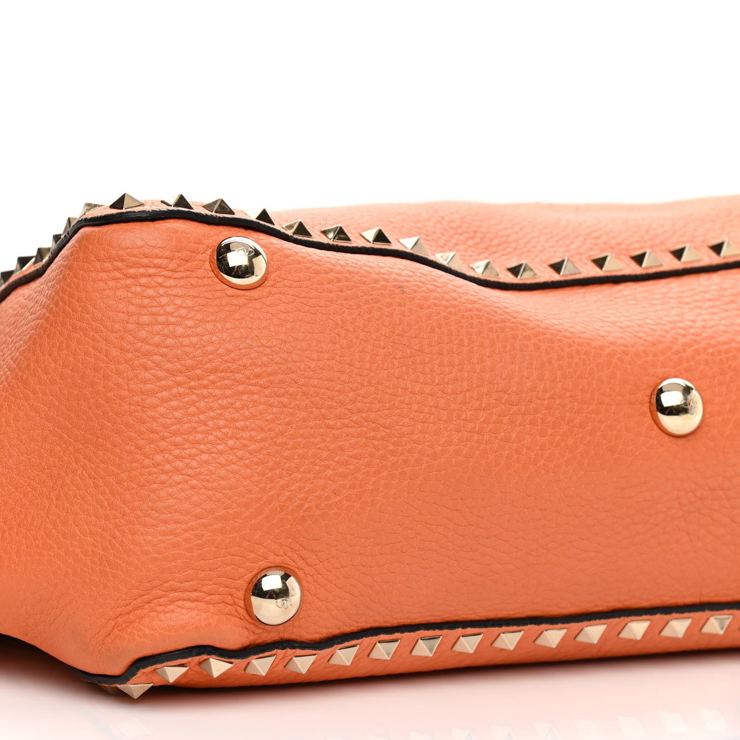 Valentino Garavani Pebbled Calfskin Medium Rockstud Tote Melon Sorbet 7 of 16