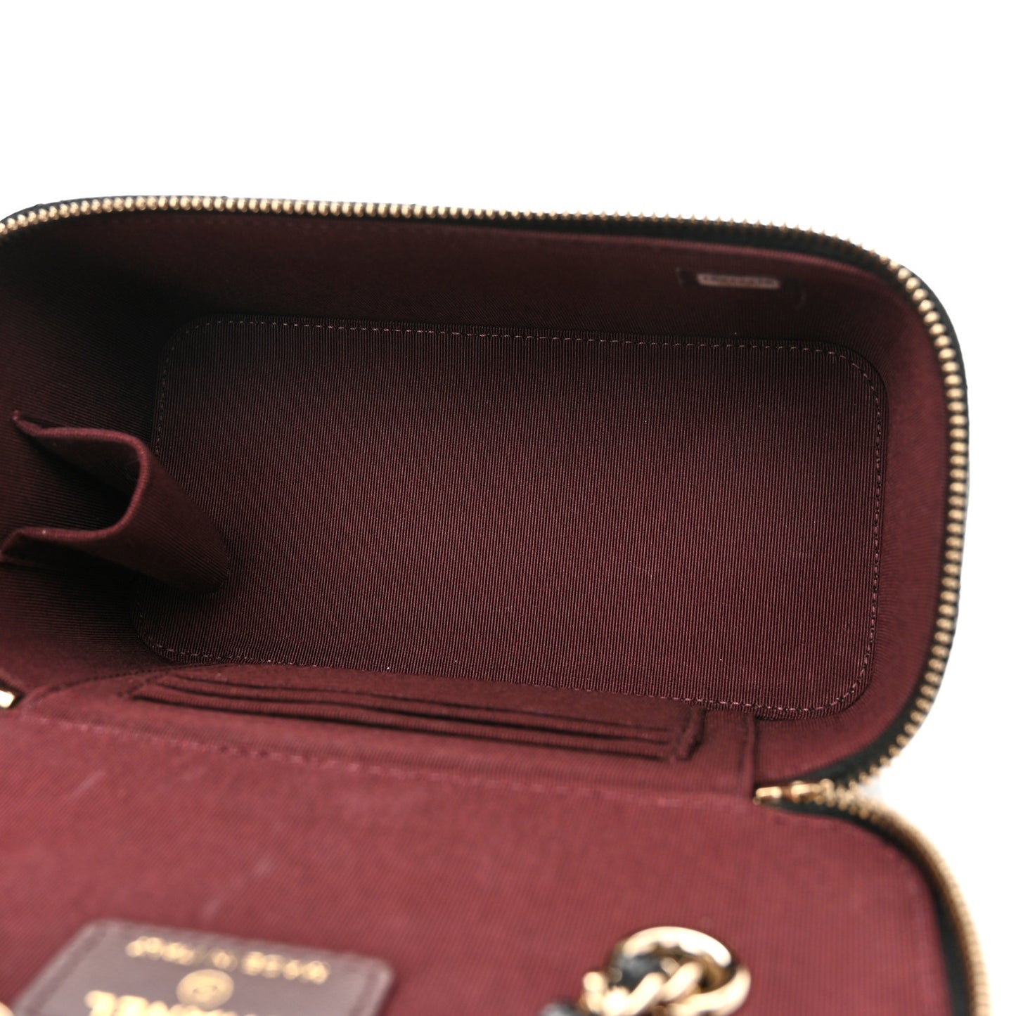 Caviar Quilted Small Vanity Case With Chain Black