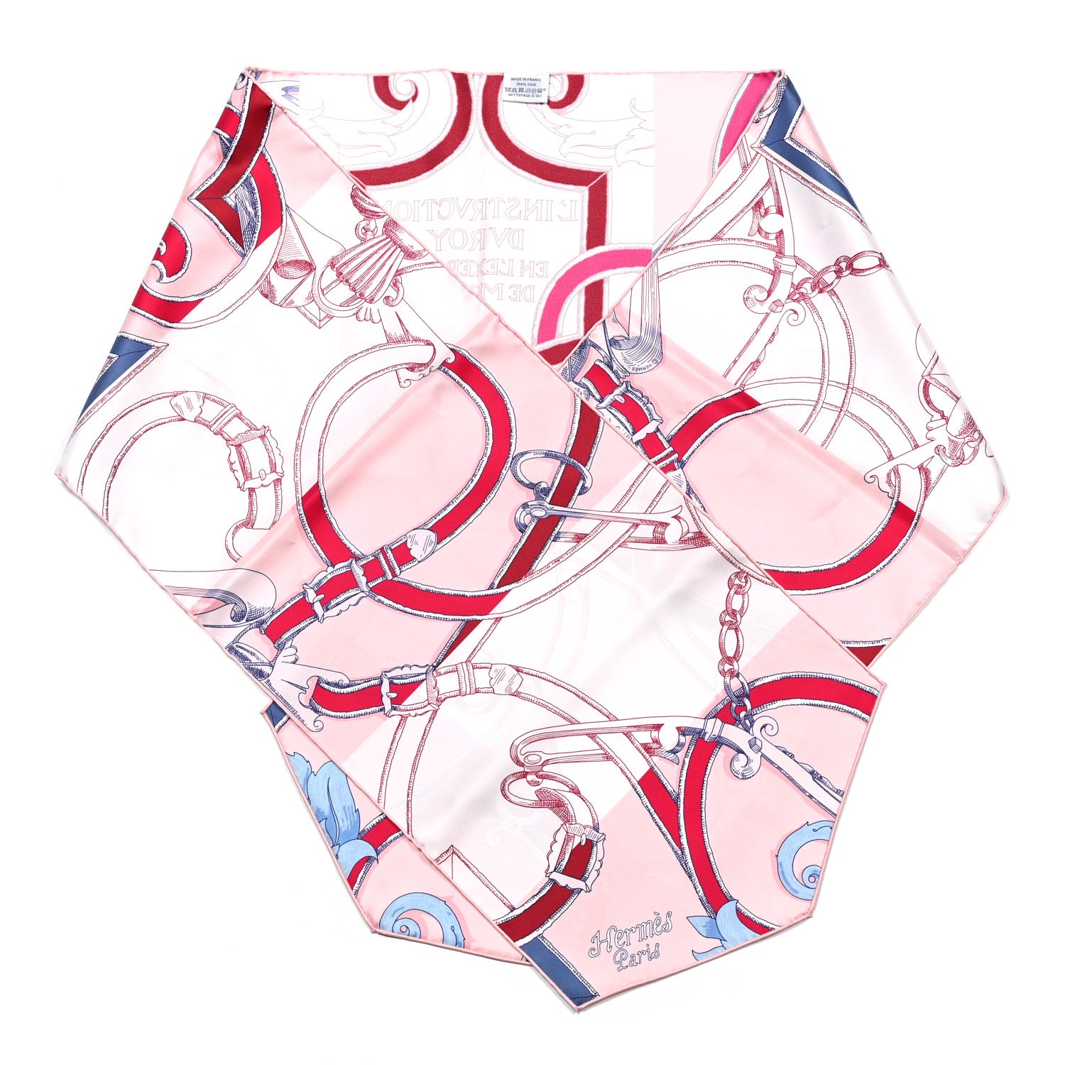 Hermes Silk L'Instruction Du Roy Muffler Rose White Bordeaux 1 of 5
