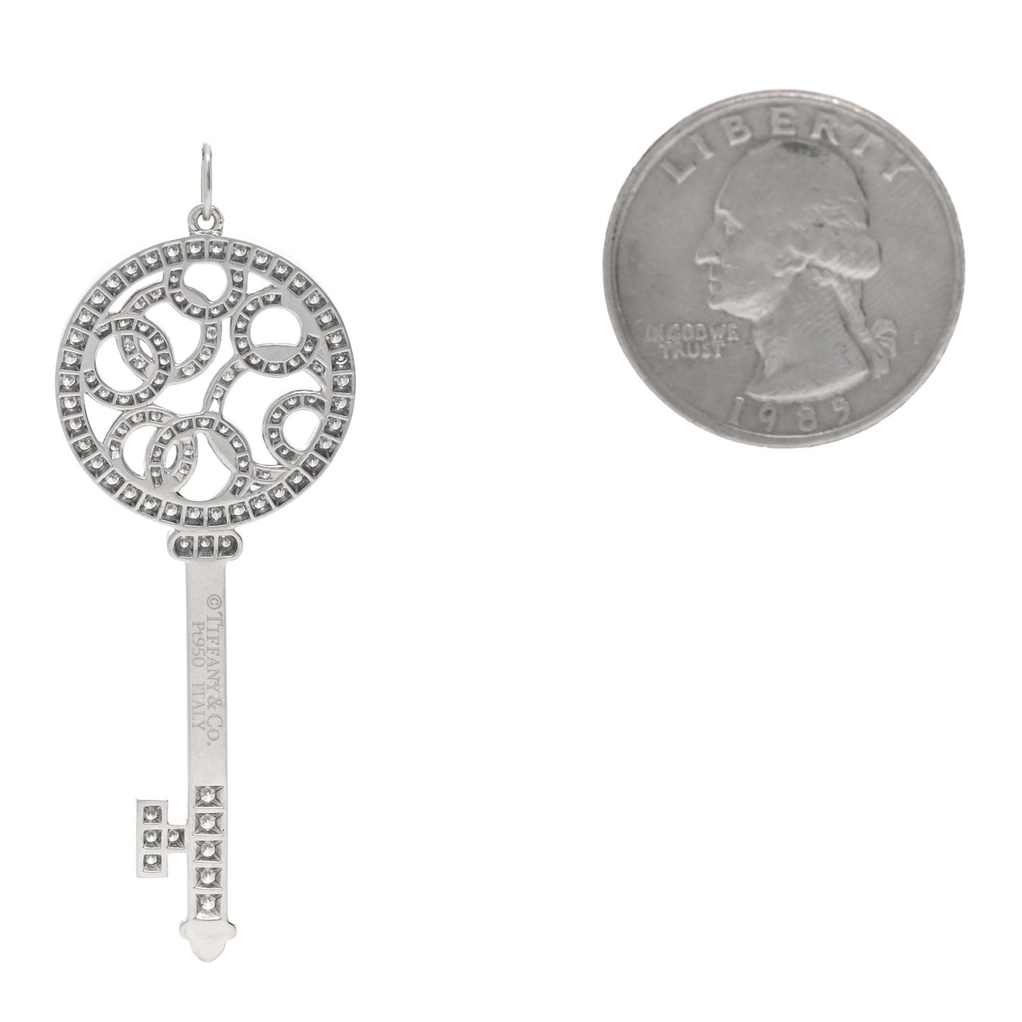 Platinum Diamond Bubbles Key Pendant