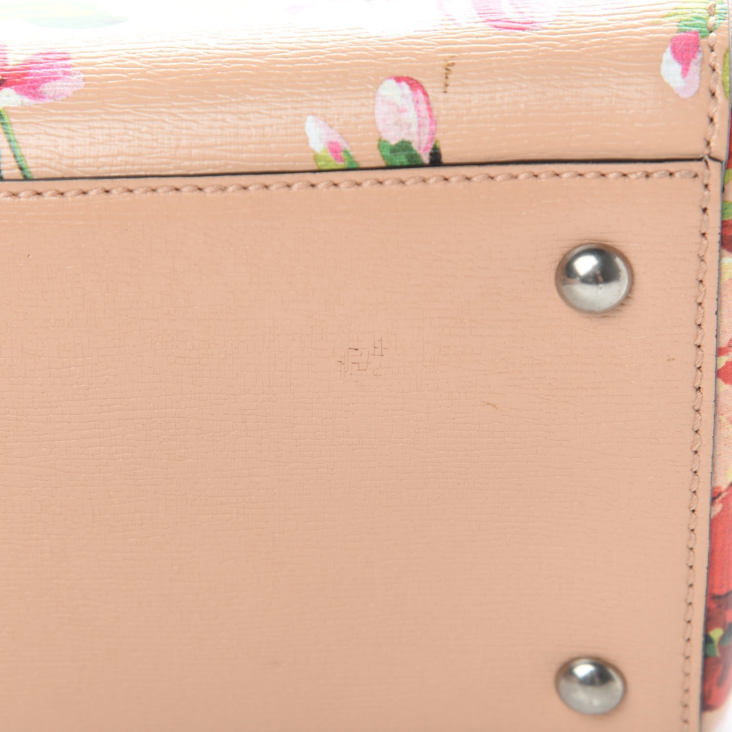 Gucci Shangai Calfskin Blooms Print Medium Bamboo Shopper Tote Pink Apricot Multicolor 11 of 12