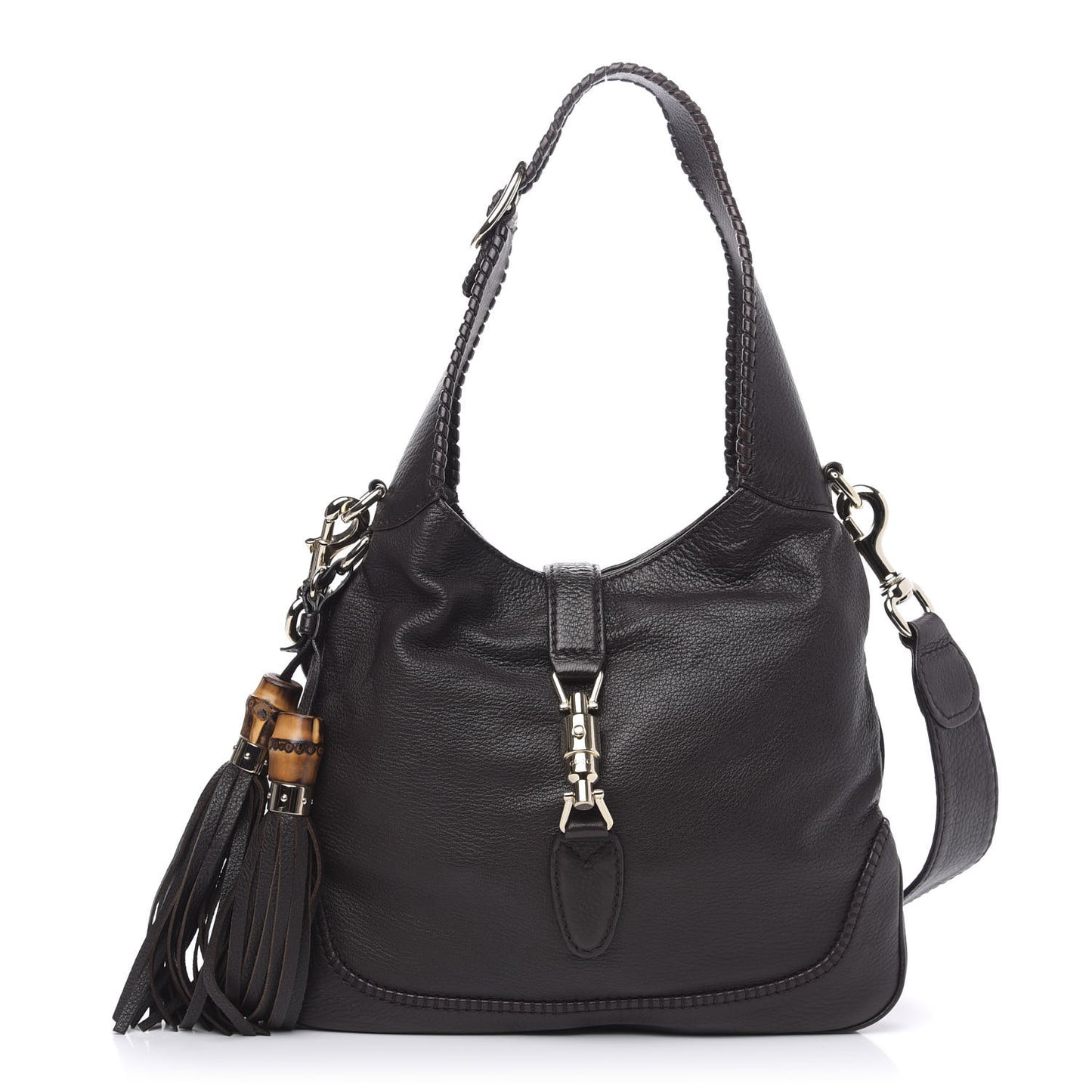 Calfskin Medium New Jackie Shoulder Bag Dark Brown