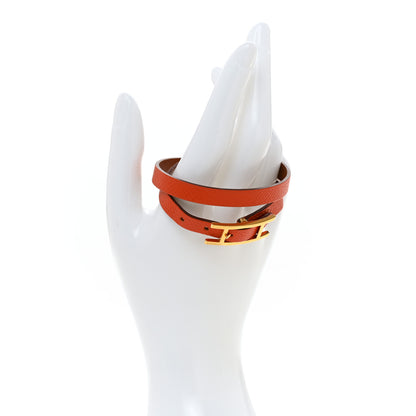 Hermes Epsom Swift Behapi Double Tour Reversible Bracelet XS Orange Gold 2 of 7