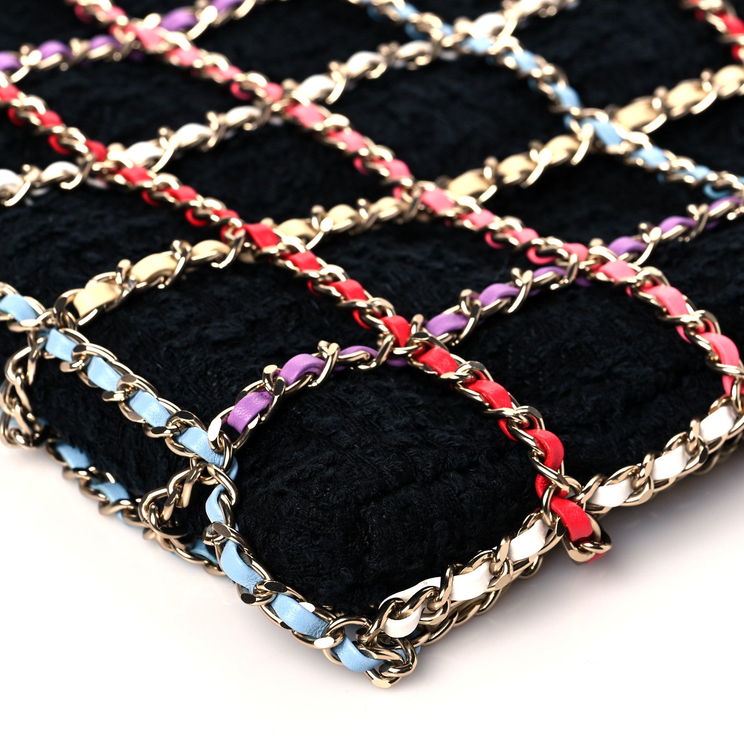 Chanel Tweed Large Shopping Chain Tote Black Multicolor 9 of 10