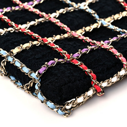 Chanel Tweed Large Shopping Chain Tote Black Multicolor 9 of 10