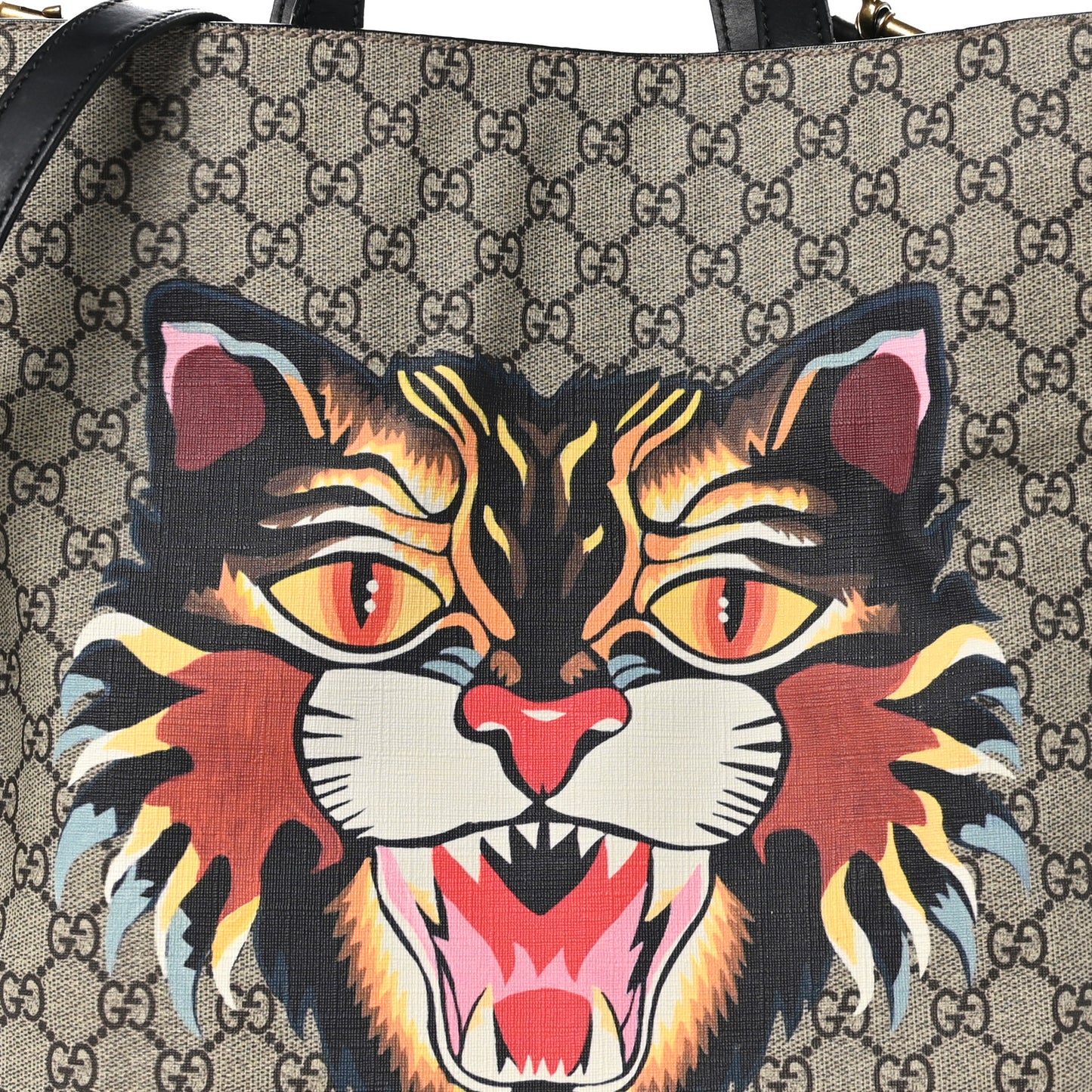 GG Supreme Monogram Angry Cat Vertical Tote