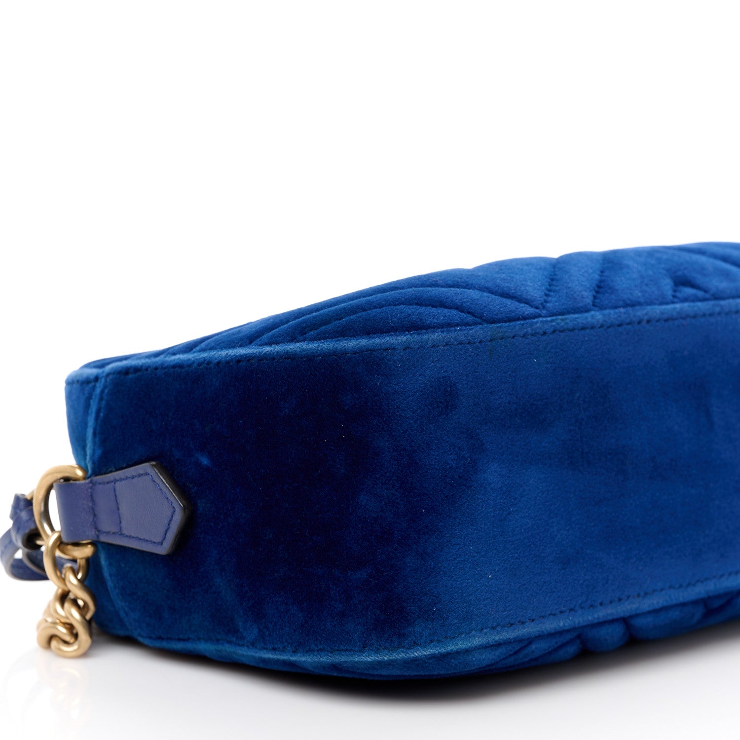 Gucci Velvet Matelasse Small GG Marmont Chain Shoulder Bag Cobalt 10 of 12
