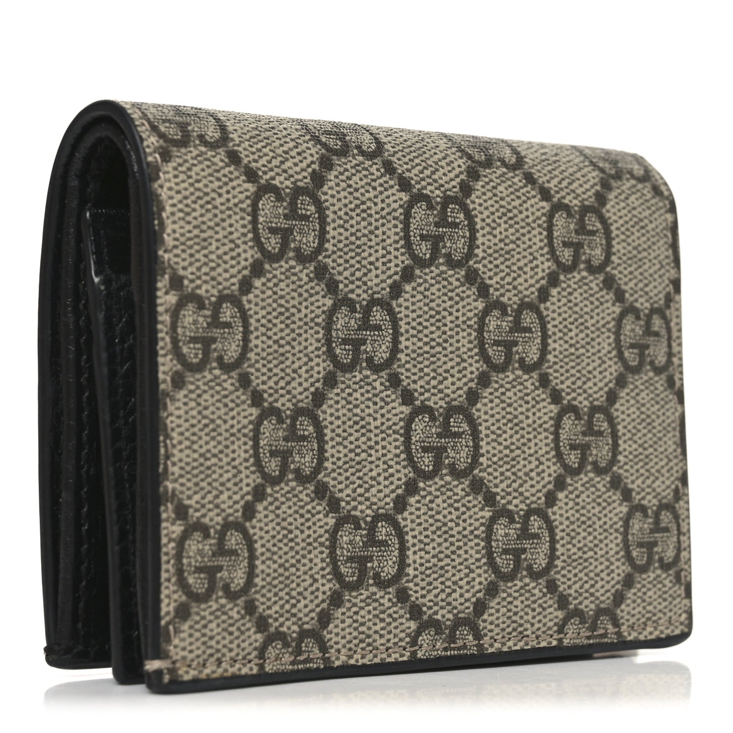 Gucci Dollar Calfskin GG Supreme Monogram GG Marmont Card Case Black Beige Ebony 3 of 9