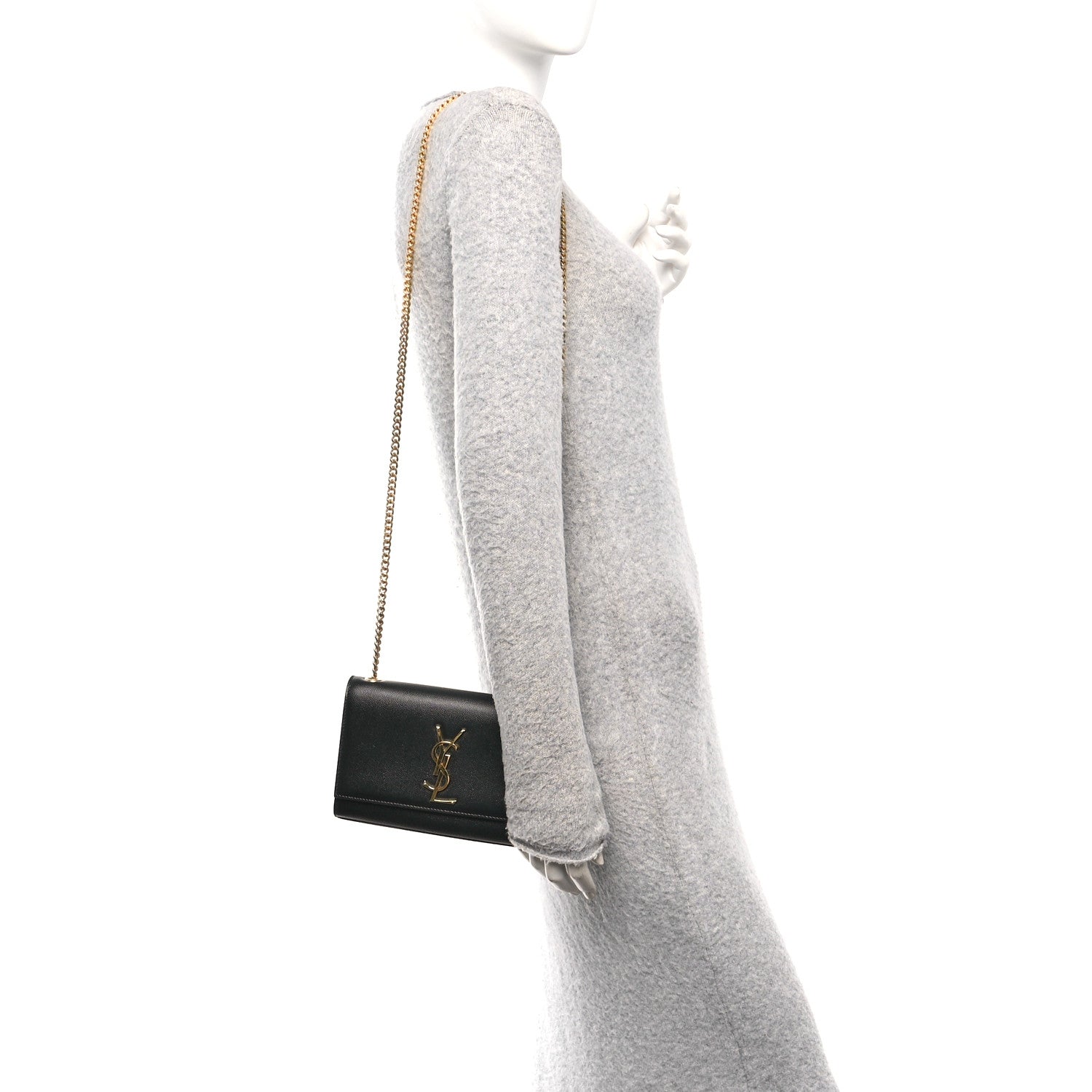Saint Laurent Grain De Poudre Small Monogram Kate Satchel Black 2 of 12